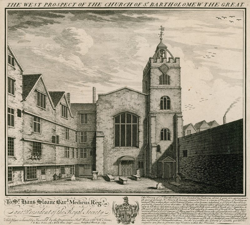 The West Prospect of Church of St Bartholomew the Great av English School