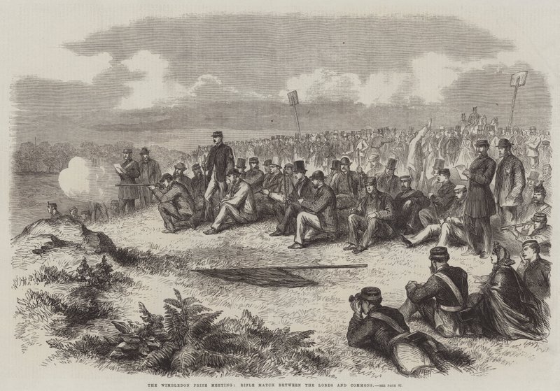 Wimbledon-prismøtet, Rifle Match between the Lords and Commons (gravering) av English School
