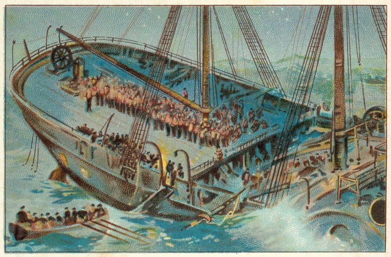 Vraket av "Birkenhead" (chromolitho) av English School