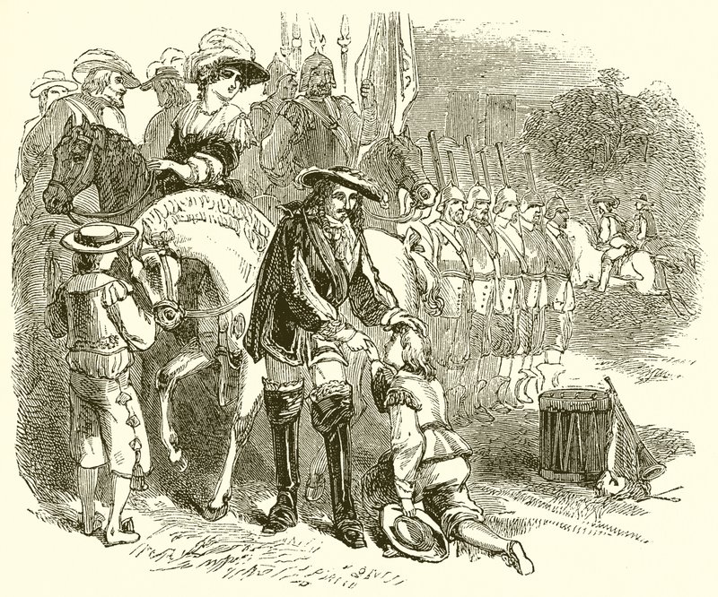 Den unge John Churchill anmoder om en kommisjon i et av de kongelige regimentene av English School