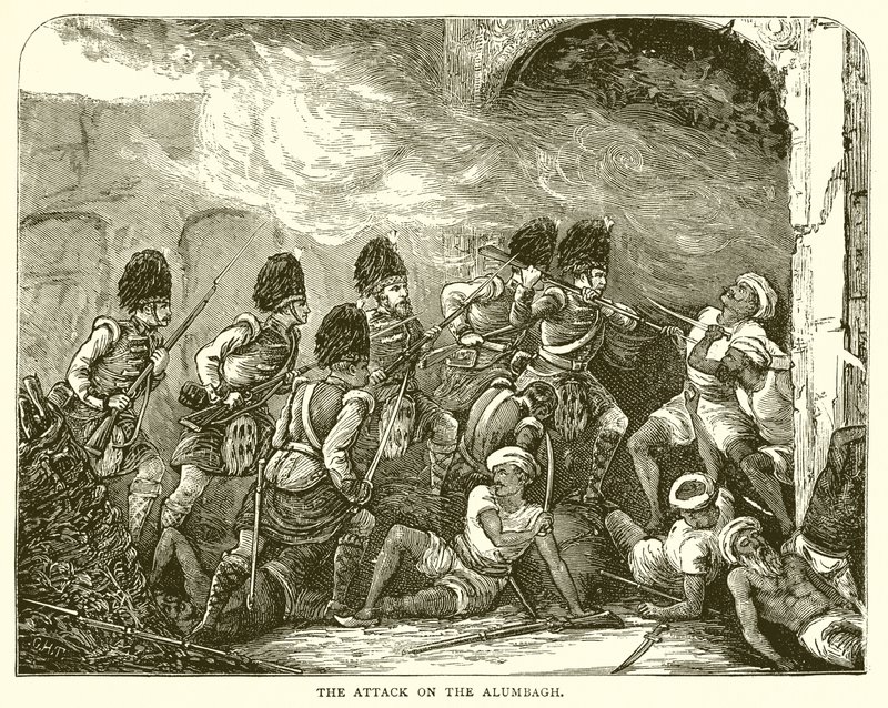 Angrepet på Alumbagh (1857) av English School