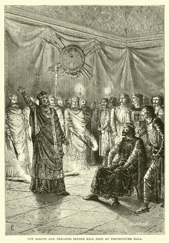 Baronene og prelatene før kong John i Westminster Hall av English School