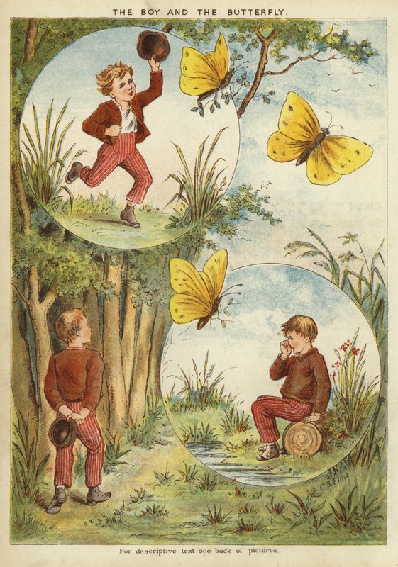 Gutten og sommerfuglen (chromolitho) av English School