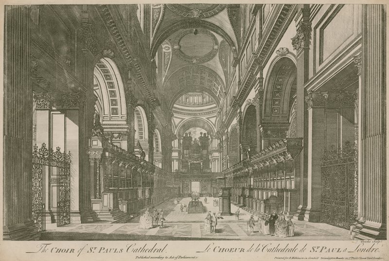 Koret til St Pauls Cathedral, London av English School