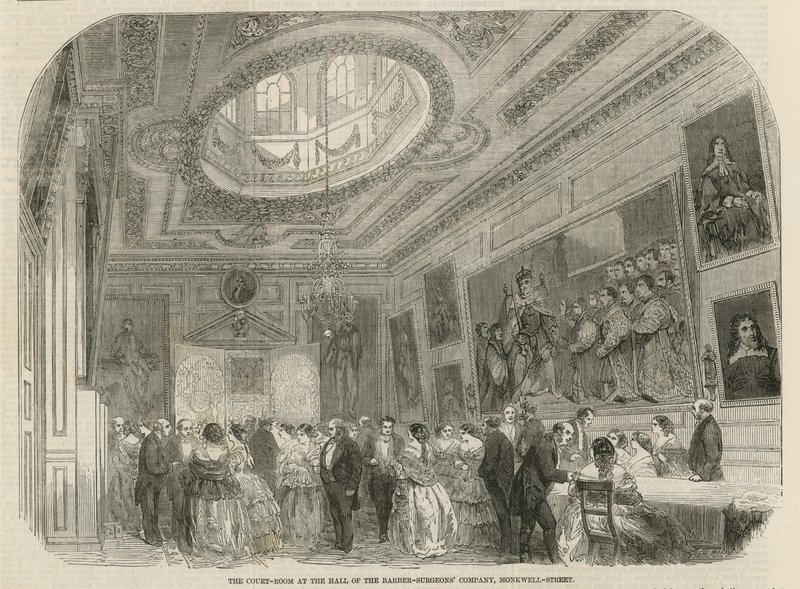 Rettssalen i hallen til Barber-Surgeons Company, Monkwell Street, London av English School