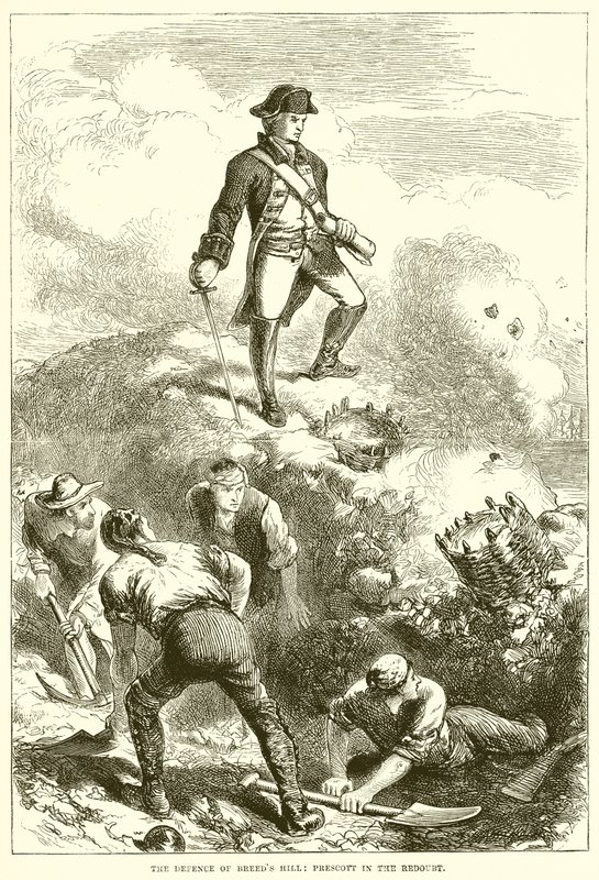 Forsvaret av Breeds Hill: Prescott in the Redoubt av English School
