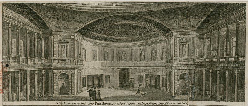 Inngangen til Pantheon, Oxford Street, London, hentet fra musikkgalleriet av English School