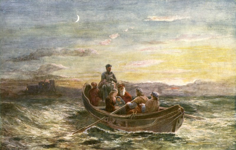Flukten til Mary Queen of Scots fra Loch Leven Castle av English School