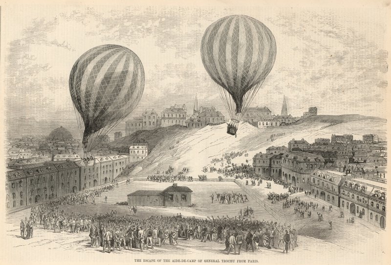 Flukten til aide-de-camp til general Trochu fra Paris av English School