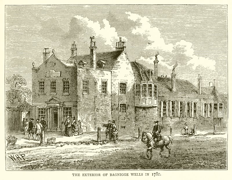 Eksteriøret av Bagnigge Wells i 1780 av English School