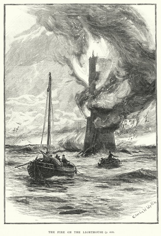Brannen på fyret (gravering) av English School