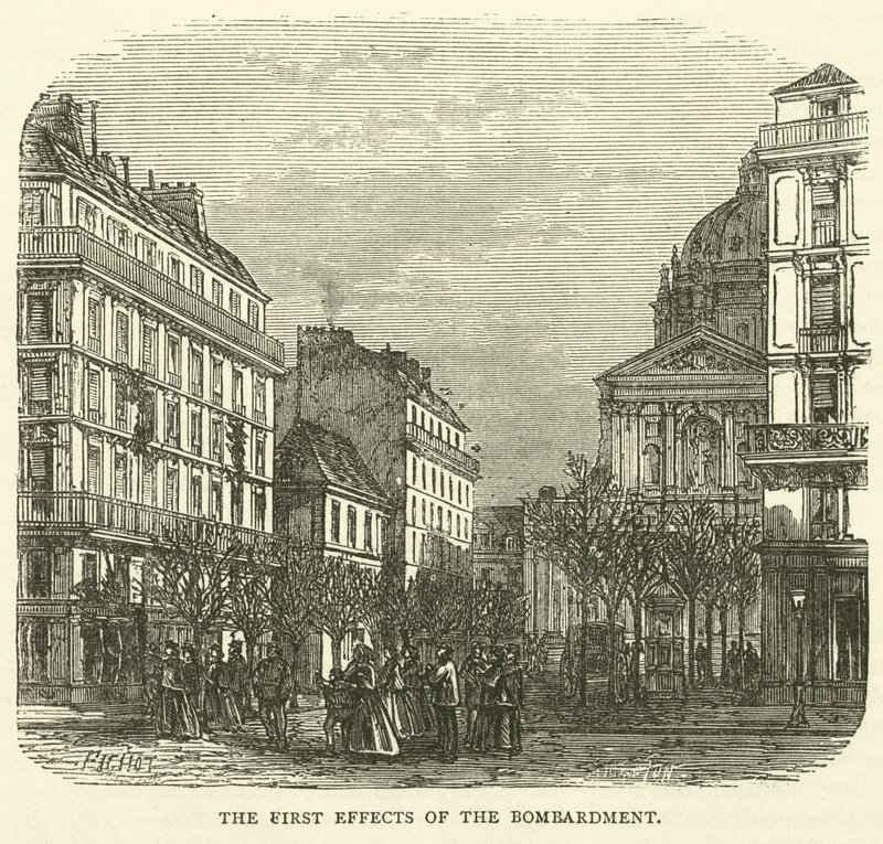 De første effektene av bombardementet, november 1870 av English School