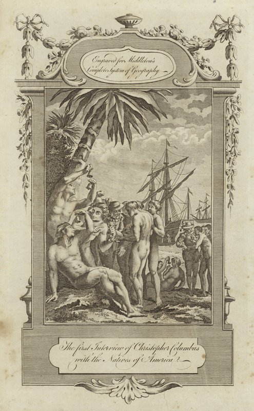 Det første intervjuet av Christopher Columbus med de innfødte i Amerika av English School
