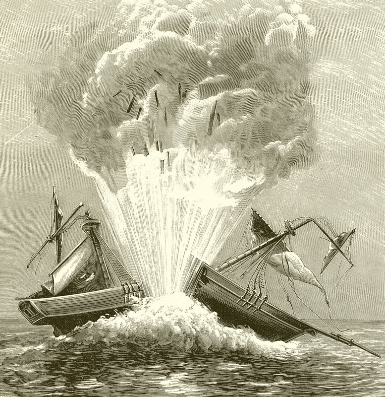 Den første torpedoen, 1805 av English School