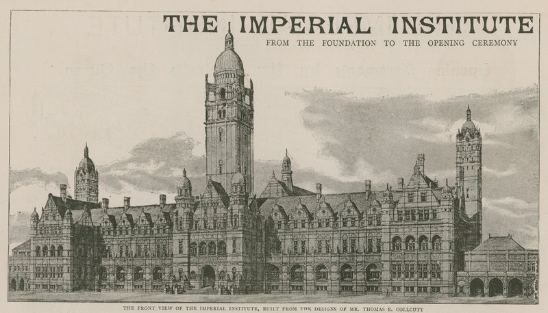 Forsiden av Imperial Institute, bygget fra designene til Mr Thomas E Collcutt av English School