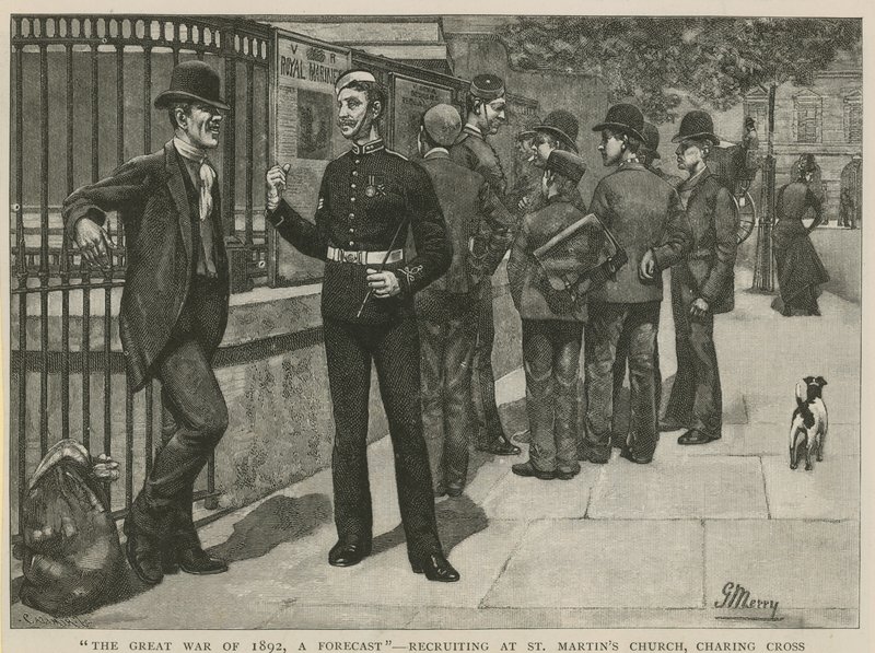 Den store krigen i 1892, en prognose; Rekruttering ved St Martins kirke av English School