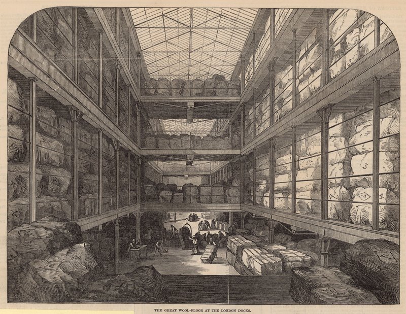 Det flotte ullgulvet ved London Docks av English School