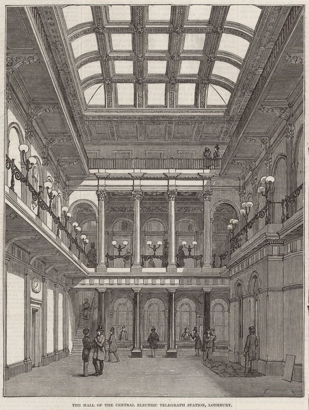 Hallen til Central Electric Telegraph Station, Lothbury av English School