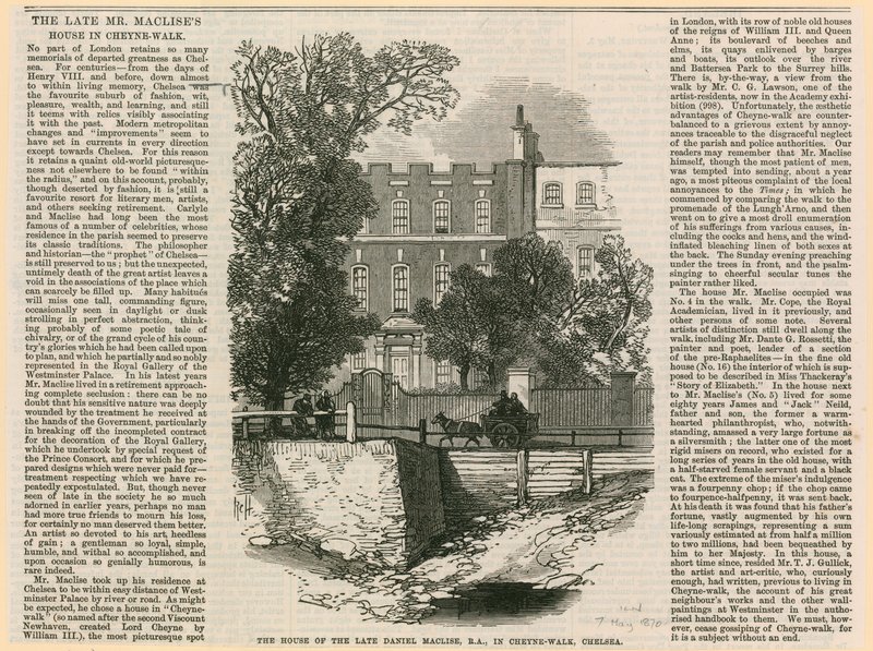 Huset til Daniel Maclise i Cheyne Walk av English School