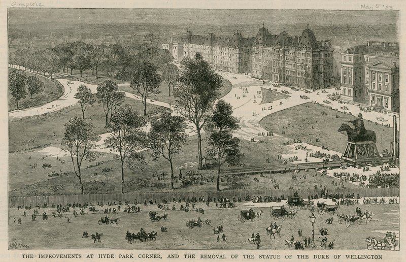 Forbedringene ved Hyde Park Corner, og fjerningen av statuen av hertugen av Wellington av English School