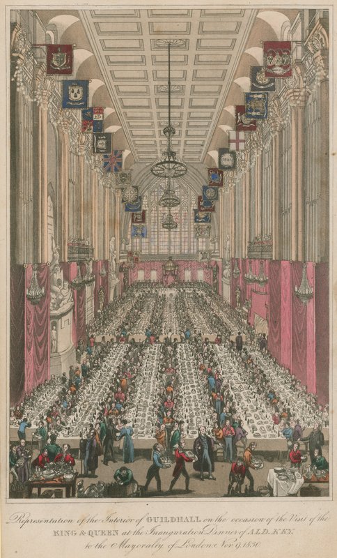 Interiøret i Guildhall i anledning innvielsesmiddagen til Alderman Key av English School
