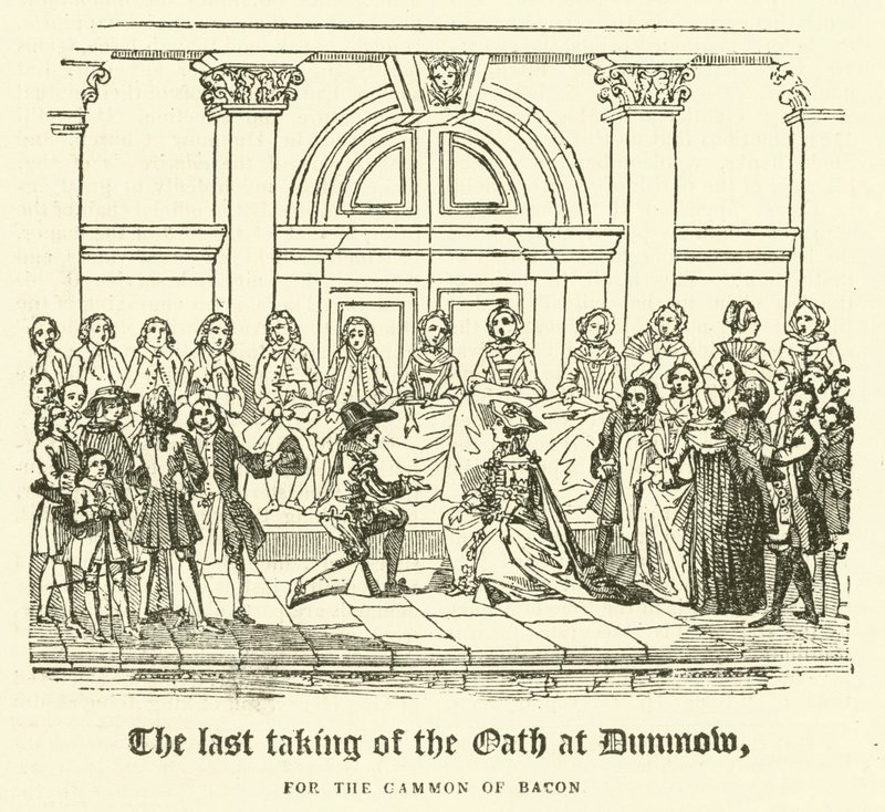 Den siste avleggelsen av eden ved Dunmow, for Gammon of Bacon (gravering) av English School