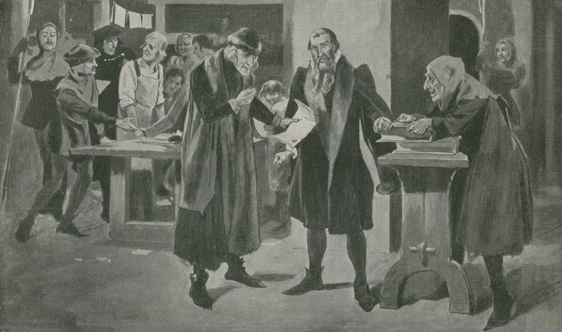 Den siste trengselen til Gutenberg, skriveren, på randen av seier av English School