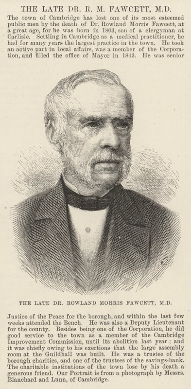 Avdøde Dr Rowland Morris Fawcett, MD (gravering) av English School