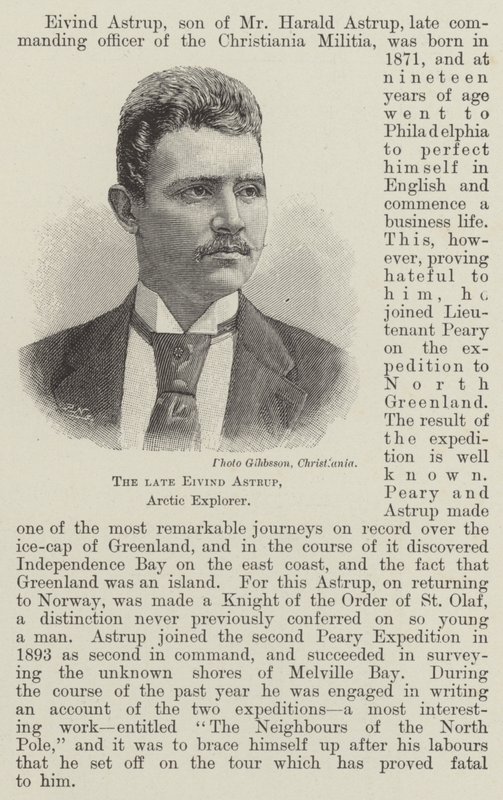 Avdøde Eivind Astrup, Arctic Explorer (gravering) av English School