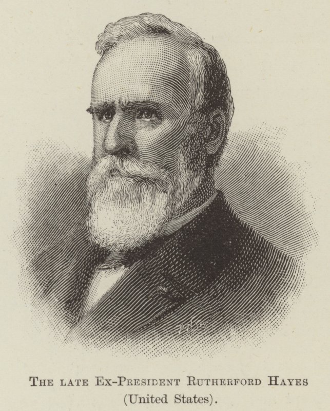 Avdøde eks-president Rutherford Hayes, USA (gravering) av English School