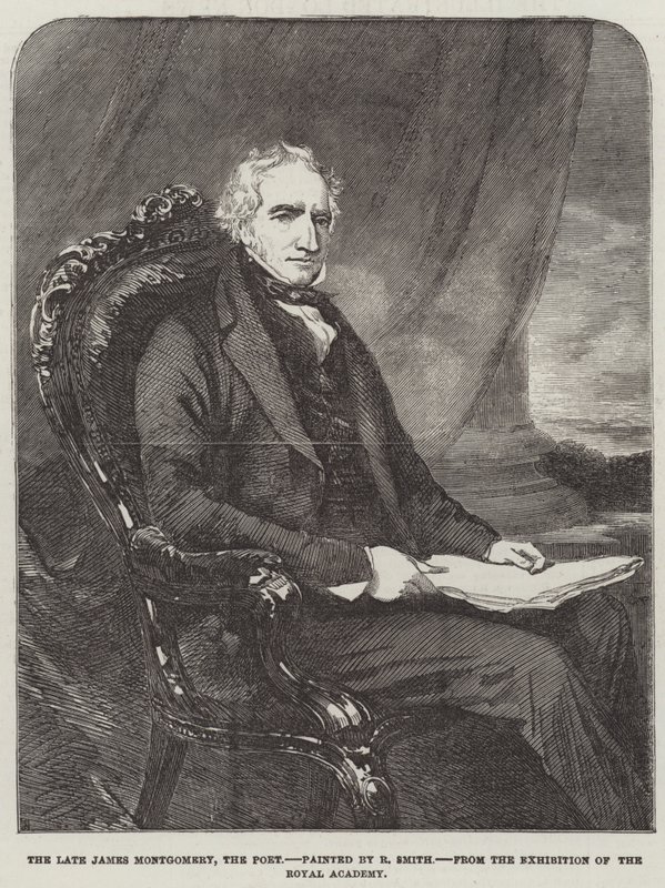 Avdøde James Montgomery, poeten (gravering) av English School