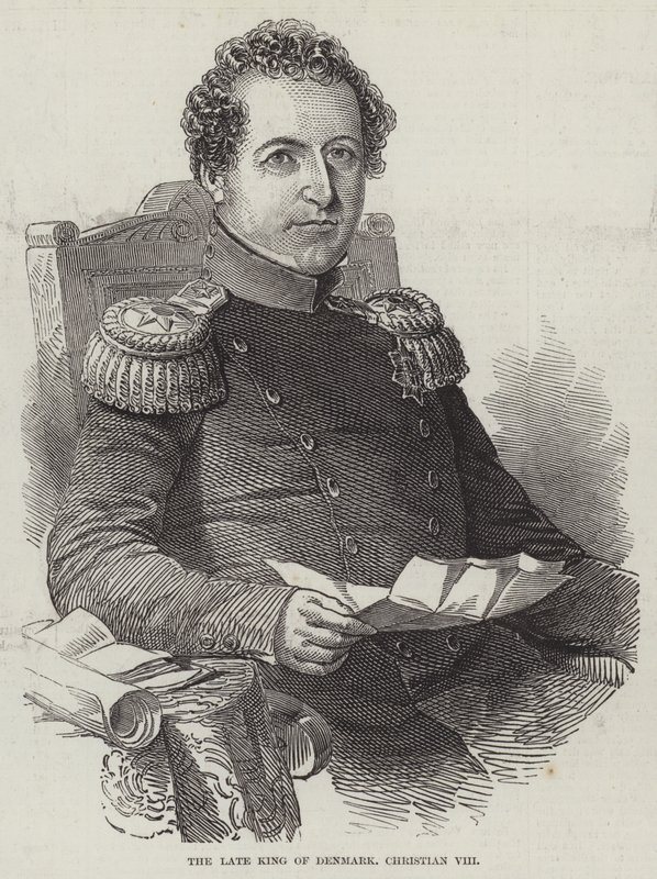Den avdøde kongen av Danmark, Christian VIII (gravering) av English School