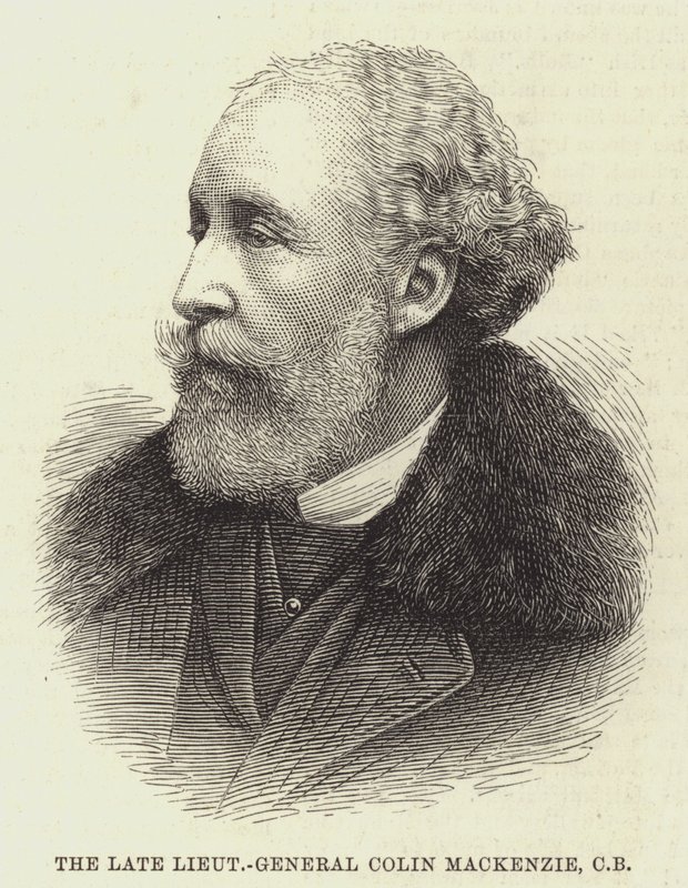 Avdøde generalløytnant Colin Mackenzie, CB (gravering) av English School