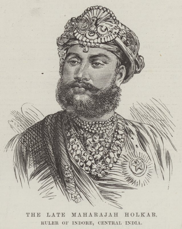 Den avdøde Maharajah Holkar, hersker over Indore, Sentral-India (gravering) av English School