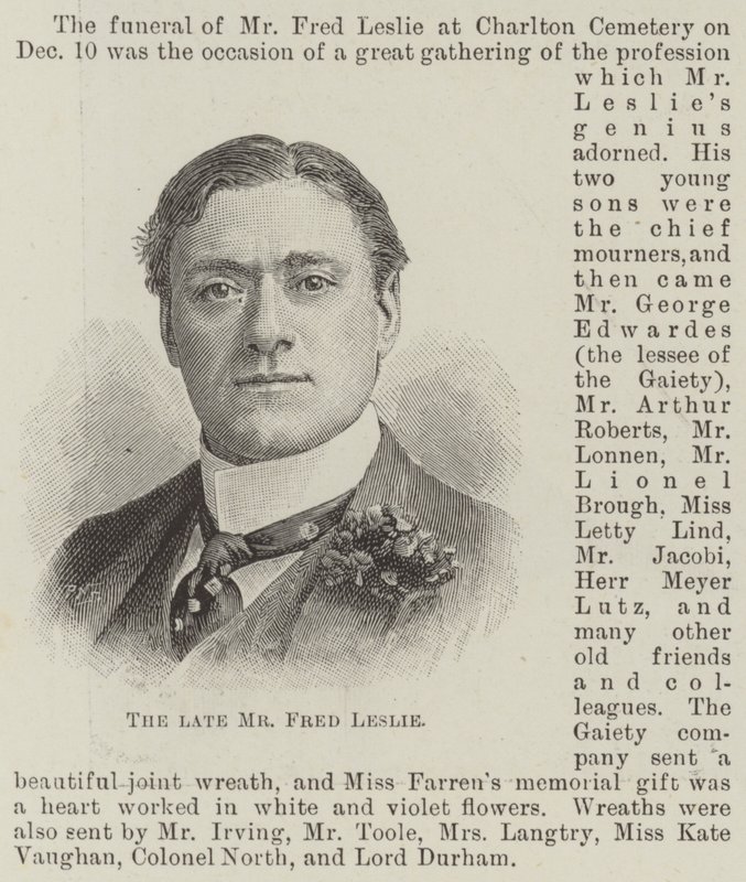 Avdøde Mr Fred Leslie (gravering) av English School
