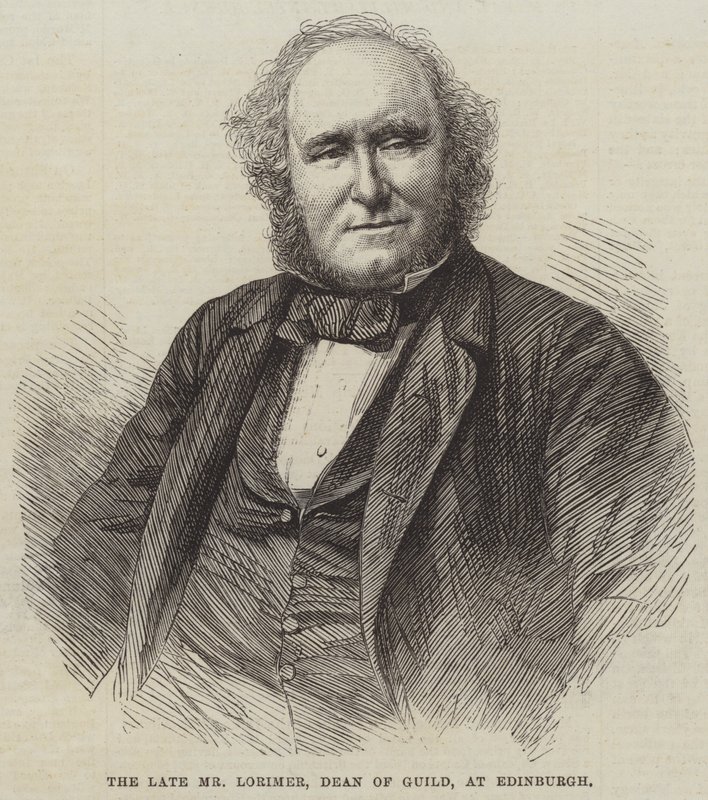 Avdøde Mr Lorimer, dekan for lauget, i Edinburgh (gravering) av English School