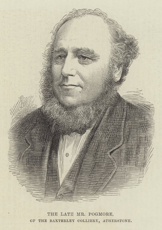 Avdøde Mr Pogmore, fra Baxterley Colliery, Atherstone (gravering) av English School