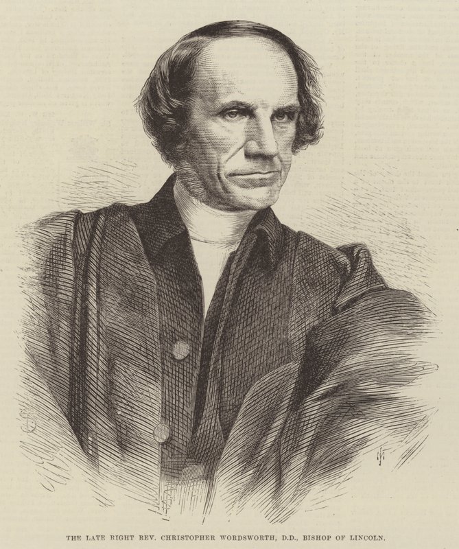 Den avdøde høyre pastor Christopher Wordsworth, DD, biskop av Lincoln (gravering) av English School