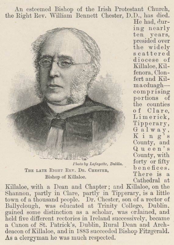 Den avdøde høyre pastor Dr. Chester, biskop av Killaloe (gravering) av English School