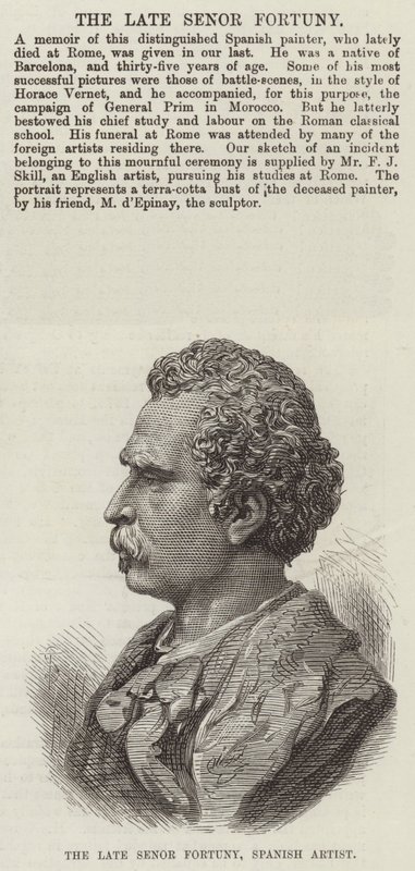 Avdøde Senor Fortuny, spansk kunstner (gravering) av English School