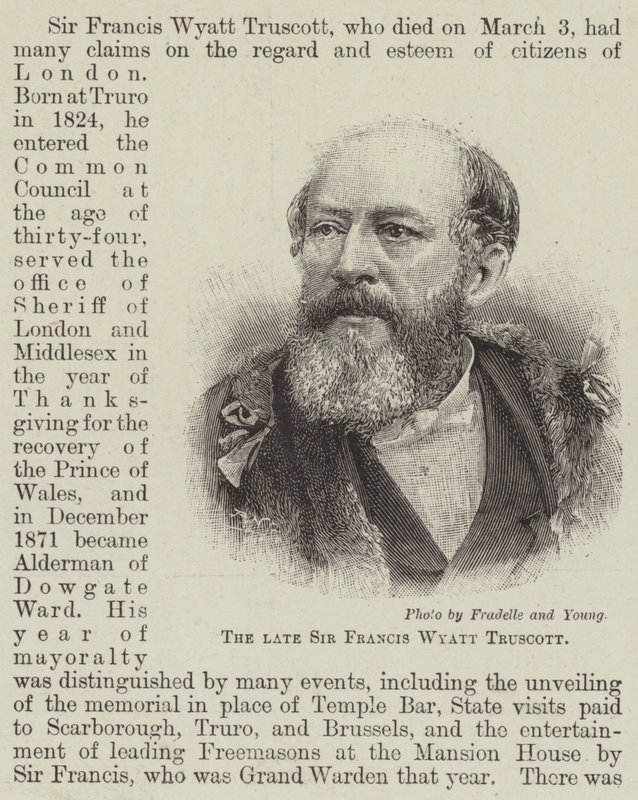 Avdøde Sir Francis Wyatt Truscott (gravering) av English School
