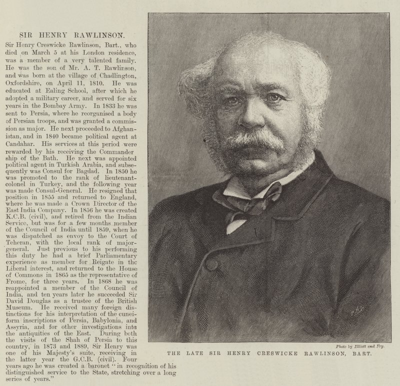 Avdøde Sir Henry Creswicke Rawlinson, Baronet (gravering) av English School