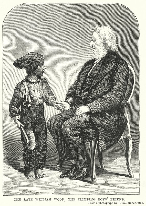 Avdøde William Wood, den klatrende guttens venn (gravering) av English School