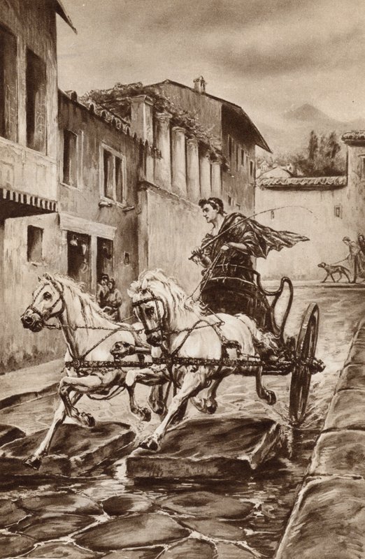 Livet til en gate i Pompeii i de store dagene før byen forsvant (farge litho) av English School