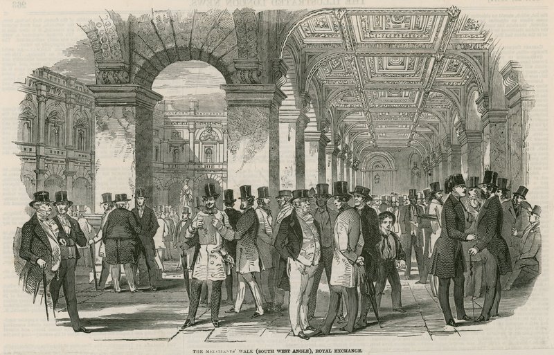 Kjøpmennene går (sørvestlig vinkel), Royal Exchange av English School