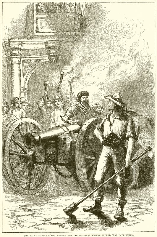 Mobben avfyrte Cannon før rettshuset der McLeod ble fengslet av English School