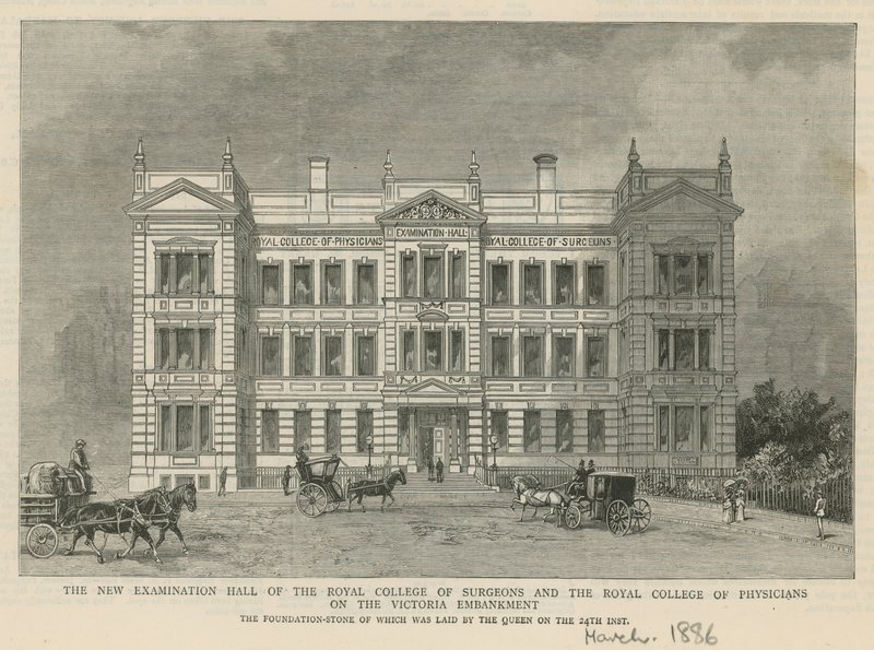 Den nye eksamenssalen til Royal College of Surgeons og Royal College of Physicians av English School