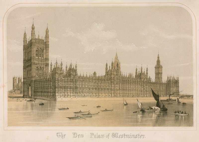 Det nye Palace of Westminster, London av English School