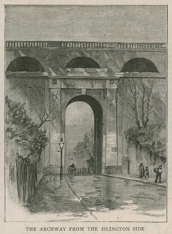 De nye anti-selvmordsrekkverkene ved Highgate Archway: buegangen fra Islington-siden av English School