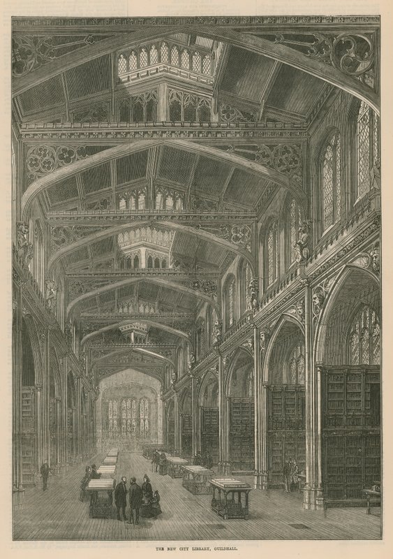 Det nye bybiblioteket, Guildhall, London av English School